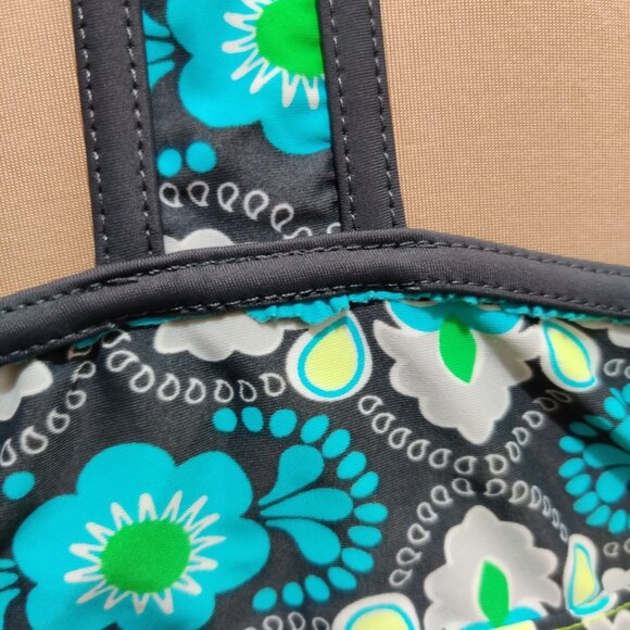 Womens Swimsuit Bikini Top Racerback Boho Floral Print Grey Blue Green Size XL - Picture 5 of 7